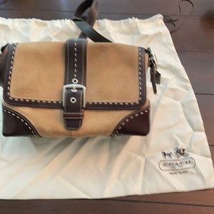 Brown suede coach purse